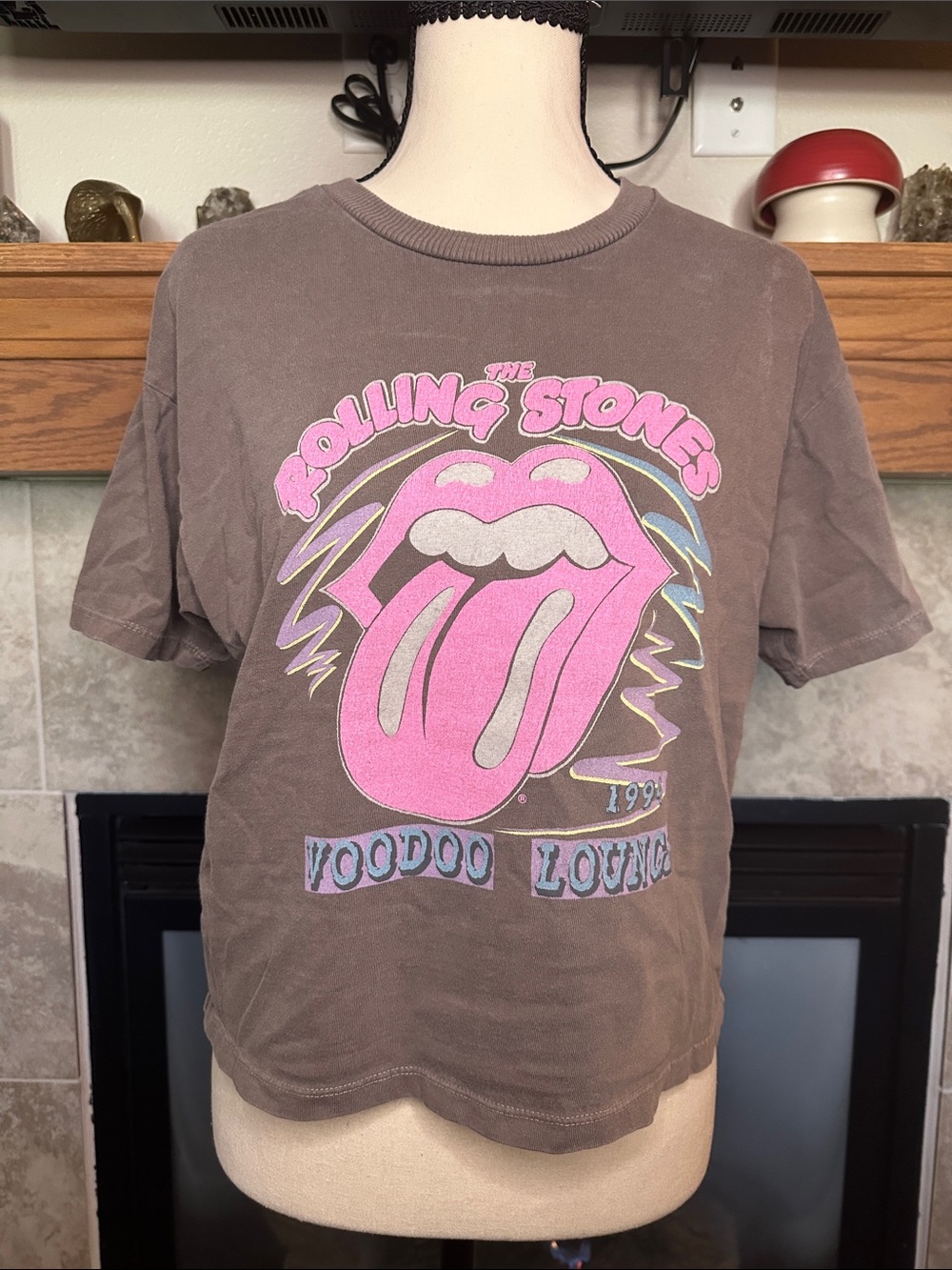 American Eagle Rolling Stones Gray Graphic Tee 100% Cotton Size Medium M